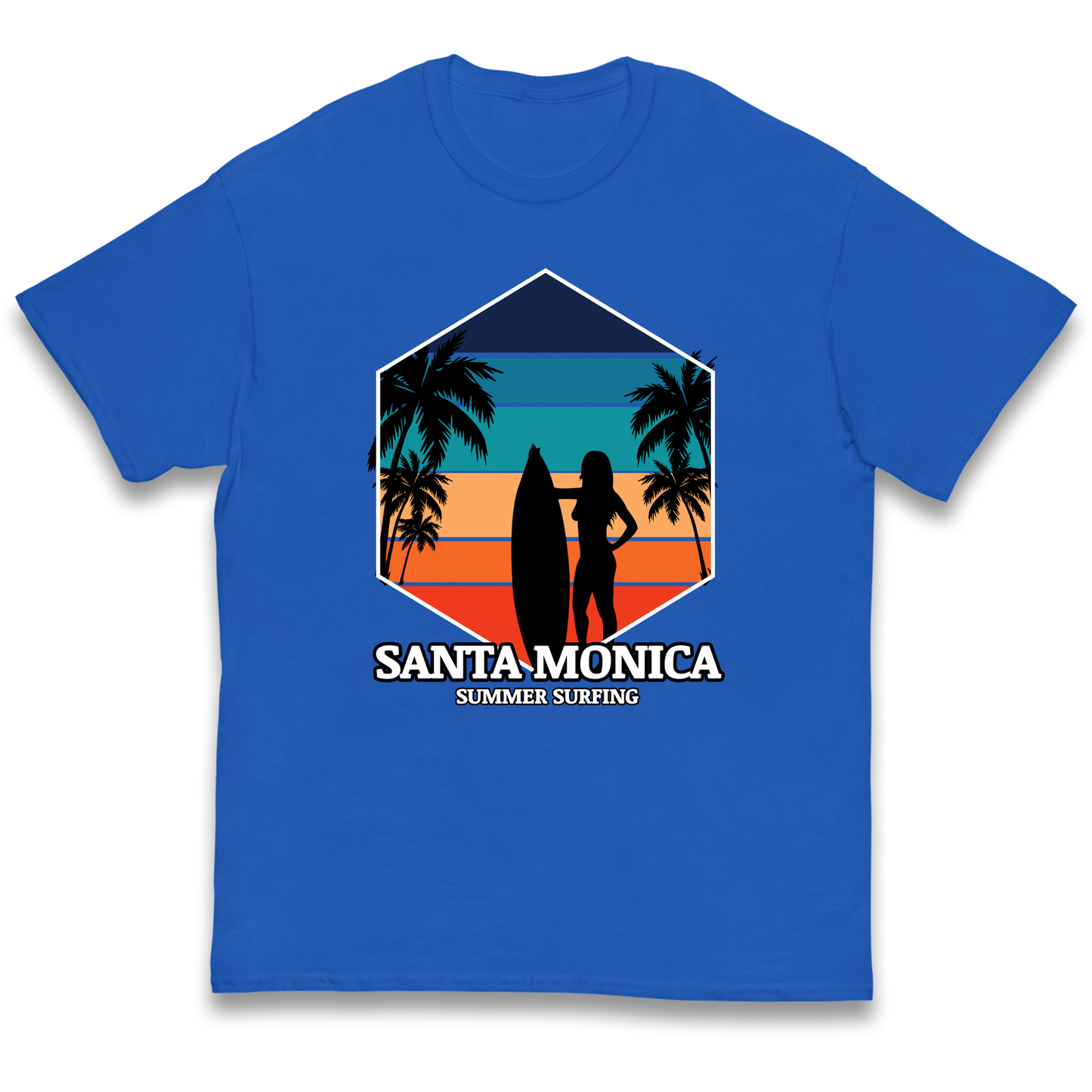 Santa Monica Summer Surfing kids t shirt