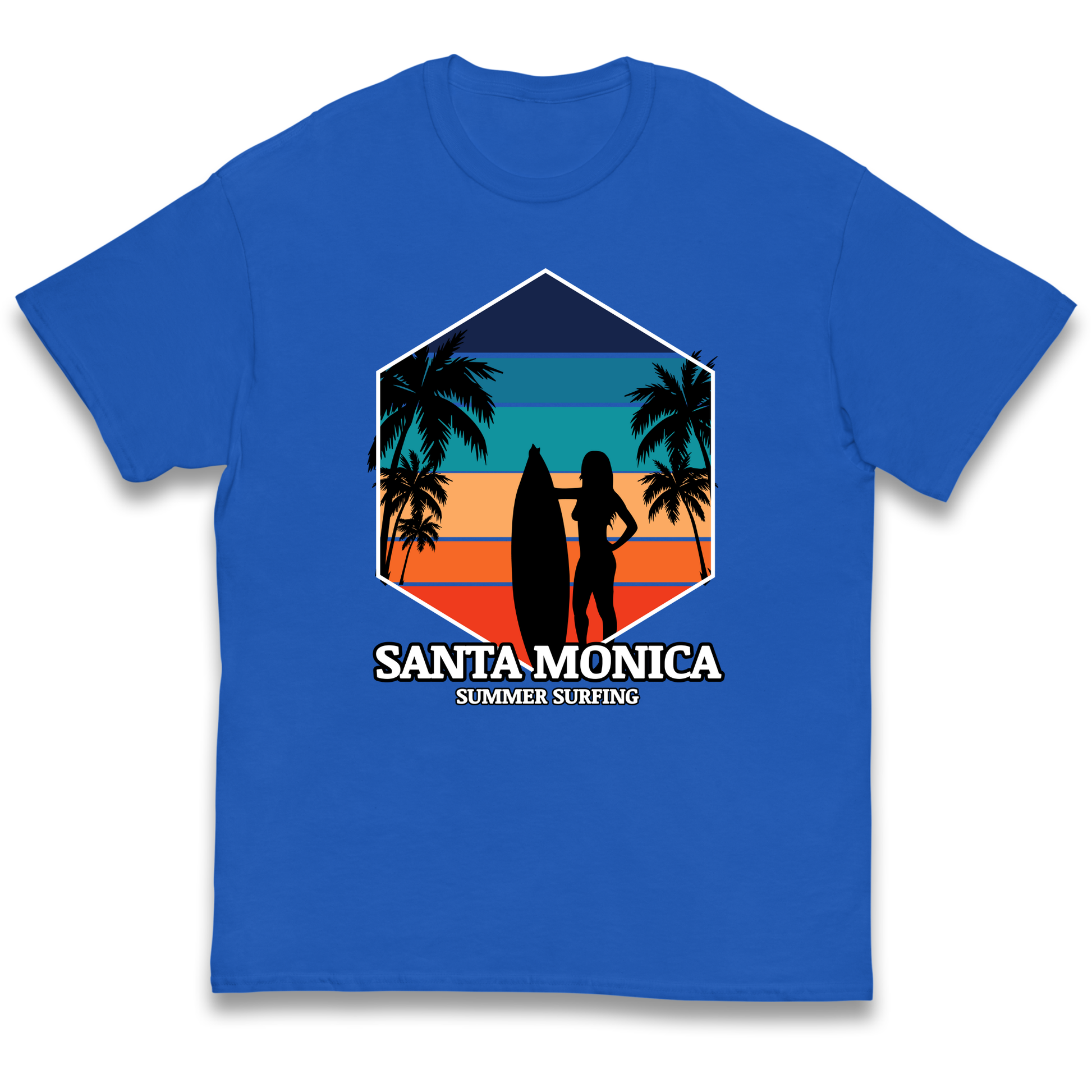 Santa Monica Summer Surfing kids t shirt