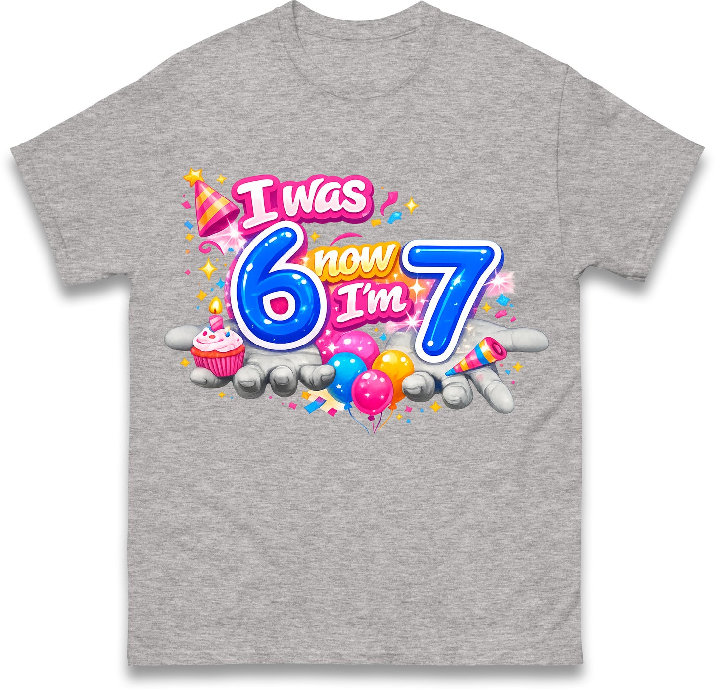 I Was 6 Now I'm 7 67 Meme Birthday Kids T Shirt