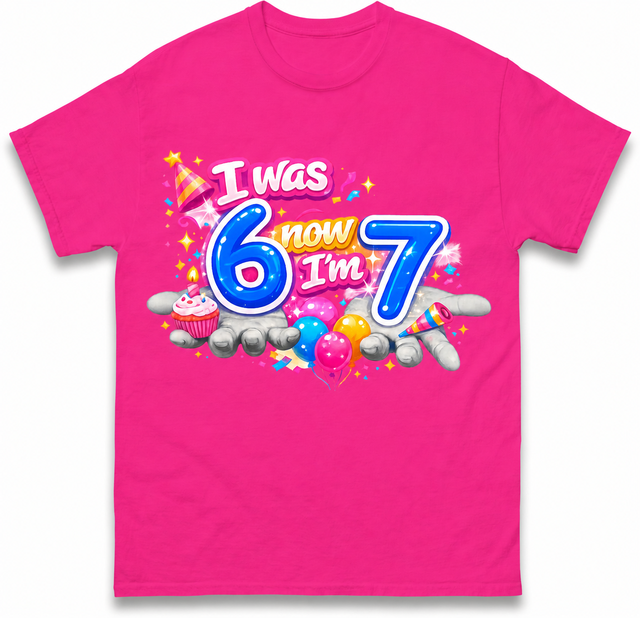 I Was 6 Now I'm 7 67 Meme Birthday Kids T Shirt