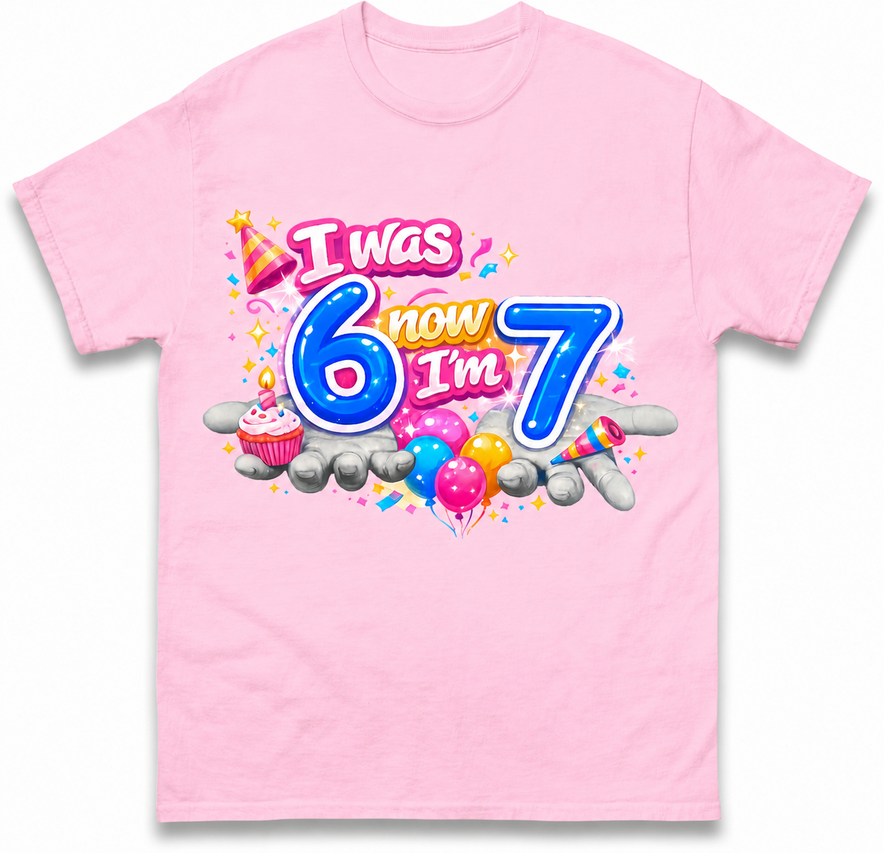 I Was 6 Now I'm 7 67 Meme Birthday Kids T Shirt
