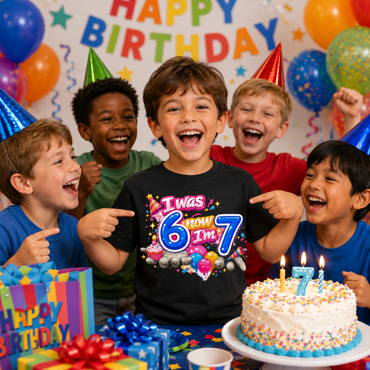 I Was 6 Now I'm 7 67 Meme Birthday Kids T Shirt