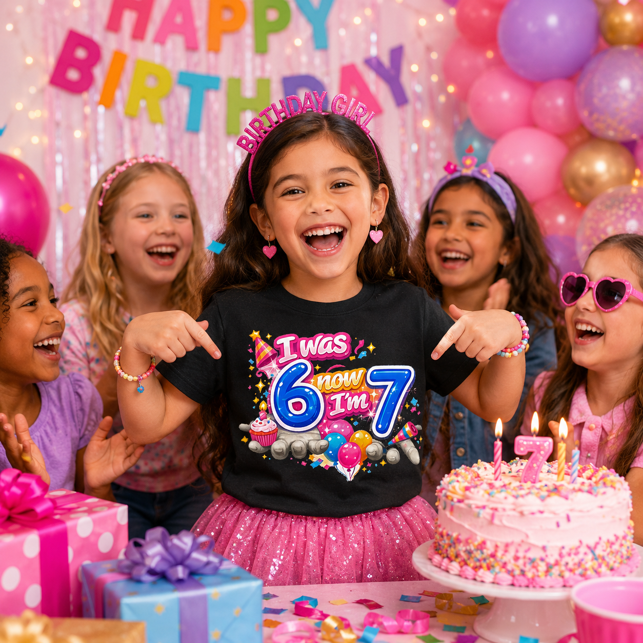 I Was 6 Now I'm 7 67 Meme Birthday Kids T Shirt