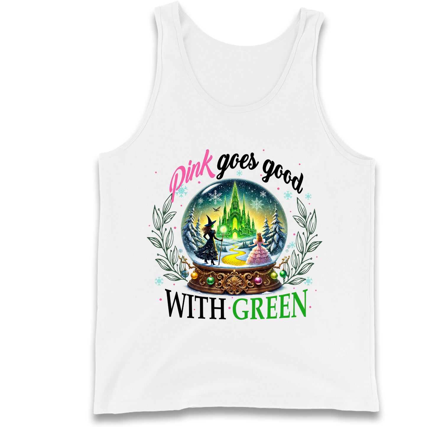 Wicked Pink Goes Good With Green Tank Top 