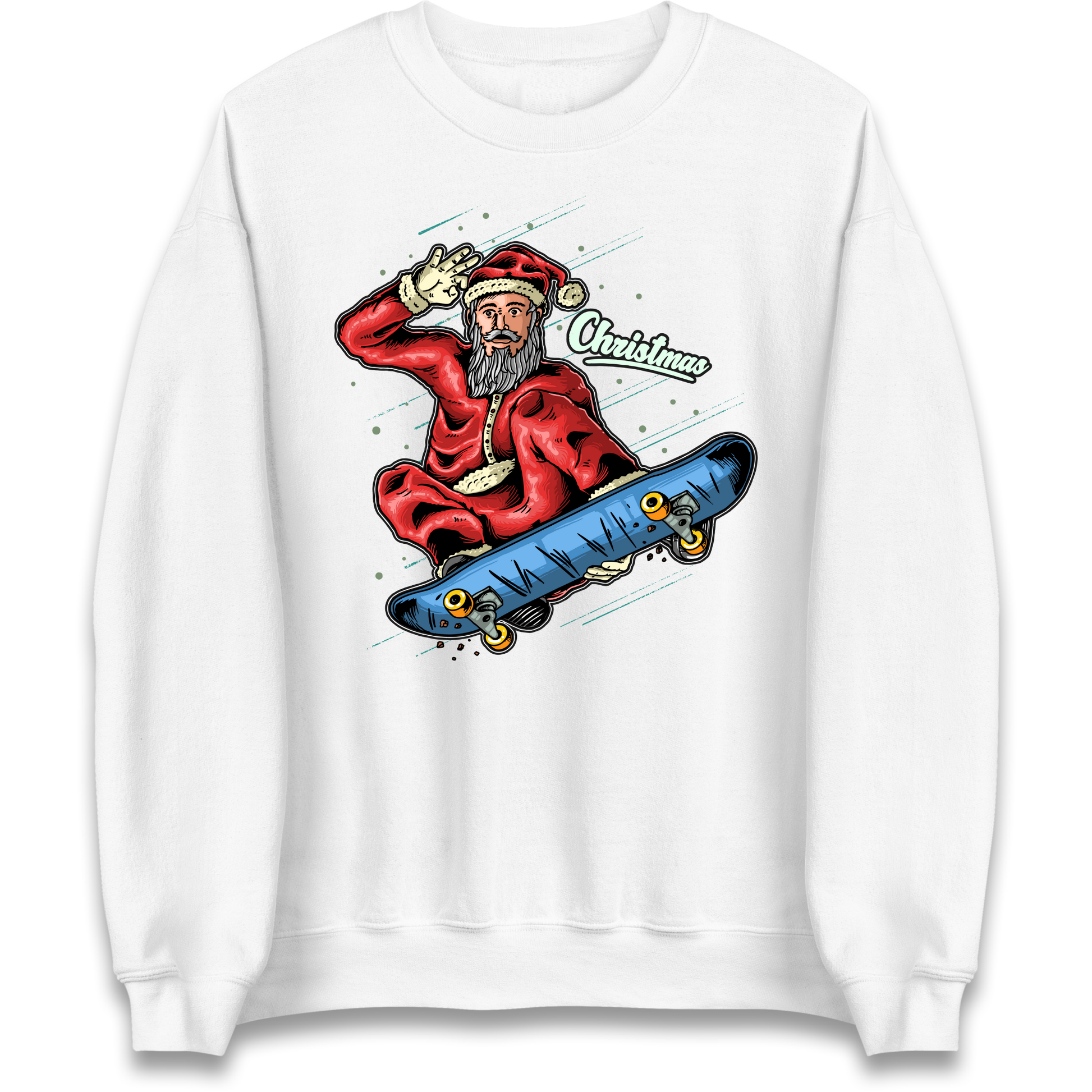 Santa Skateboarding Christmas Sweatshirt