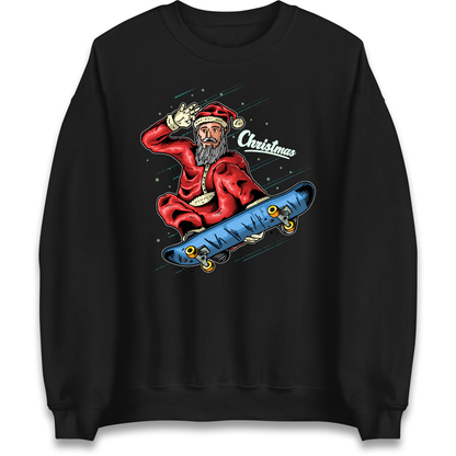 Santa Skateboarding Christmas Sweatshirt