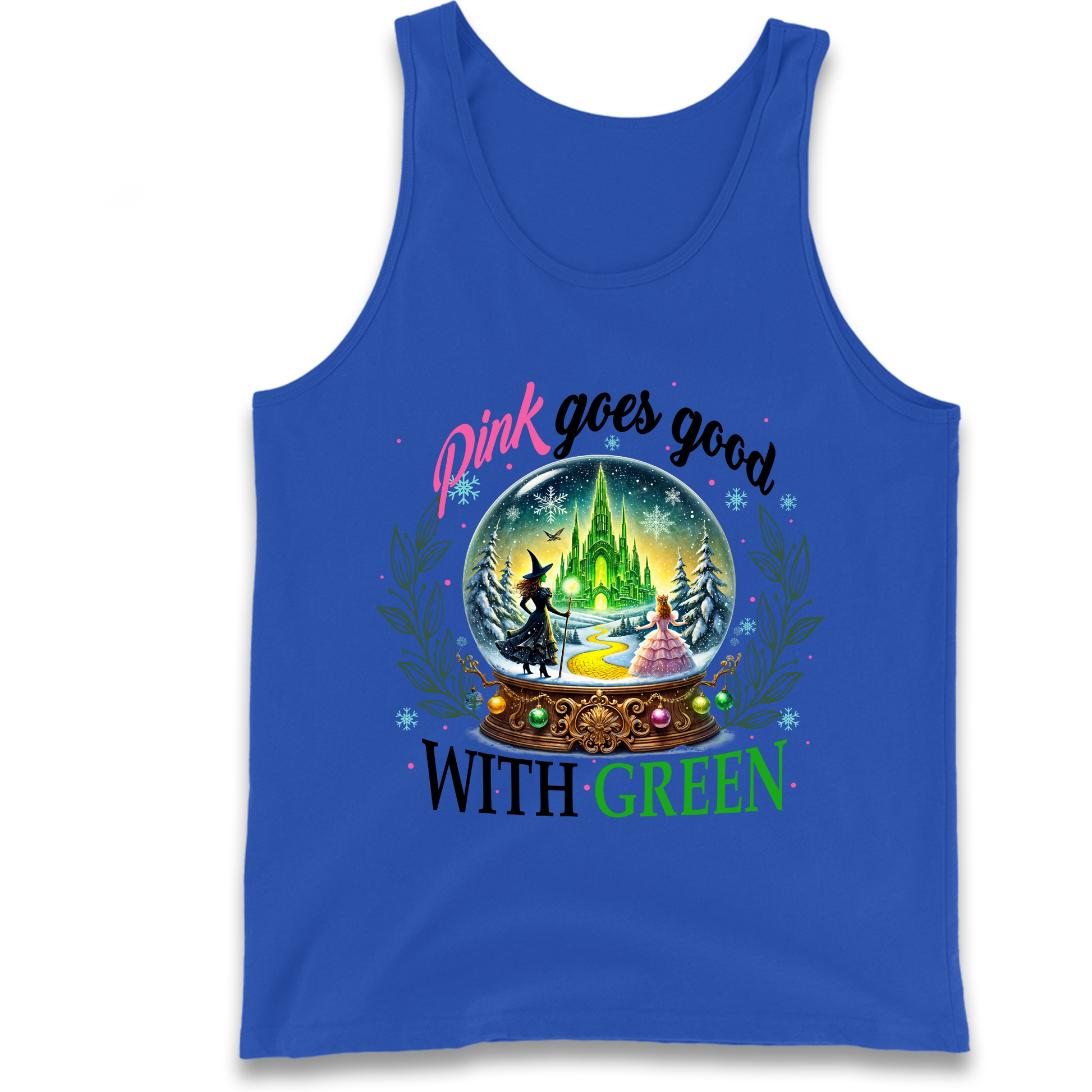 Wicked Pink Goes Good With Green Tank Top 