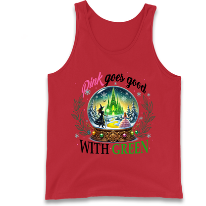 Wicked Pink Goes Good With Green Tank Top 