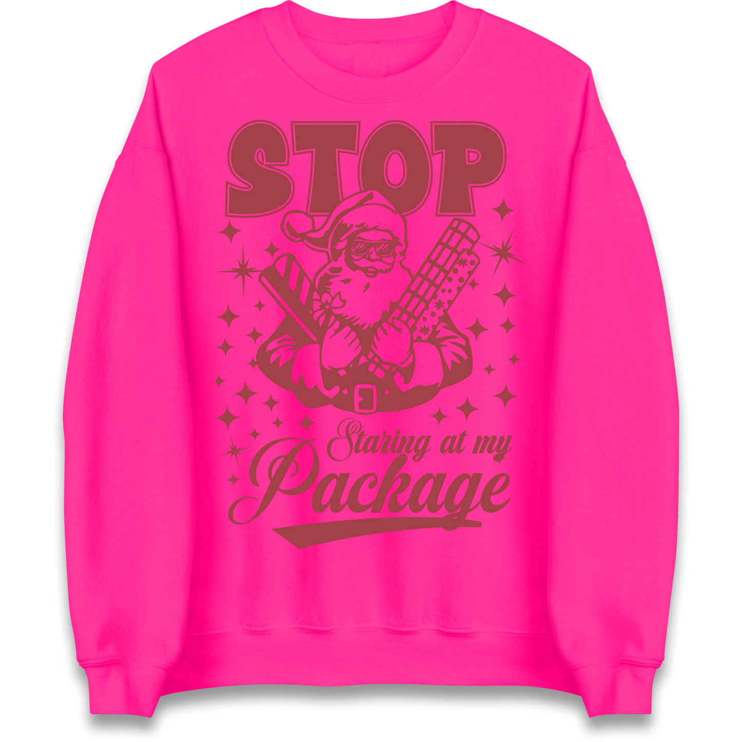 Stop Staring at My Package Christmas Sweatshirt