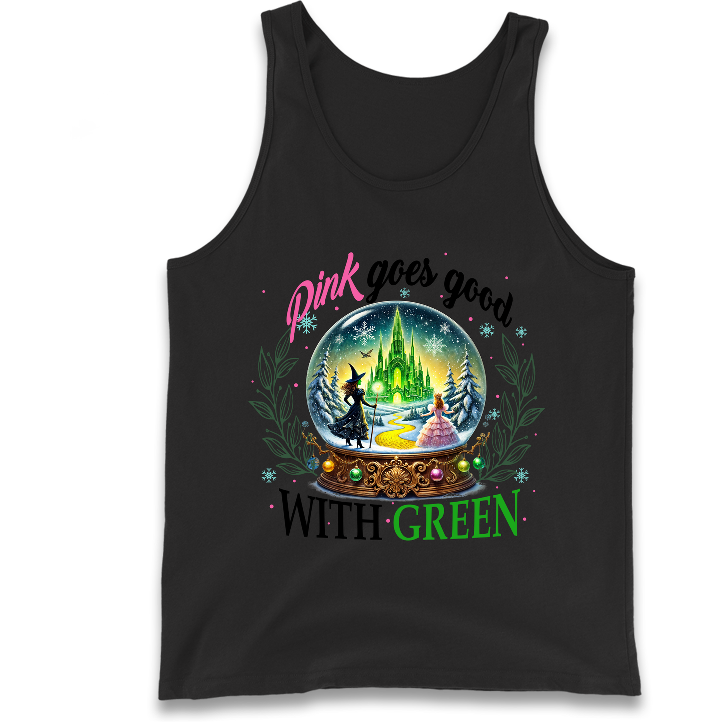 Wicked Pink Goes Good With Green Tank Top 