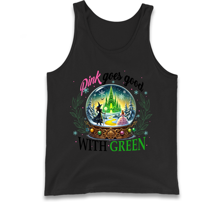 Wicked Pink Goes Good With Green Tank Top 