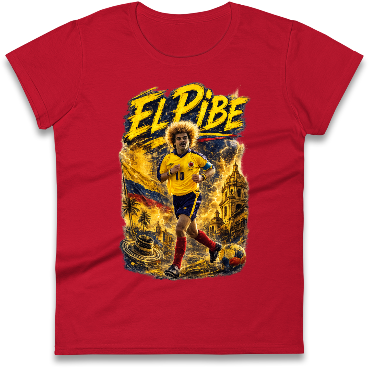 Carlos Valderrama Colombia Football Ladies Shirt