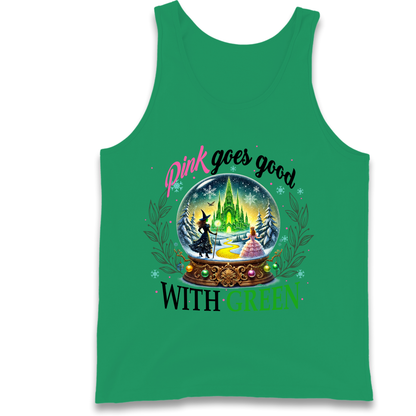 Wicked Pink Goes Good With Green Tank Top 
