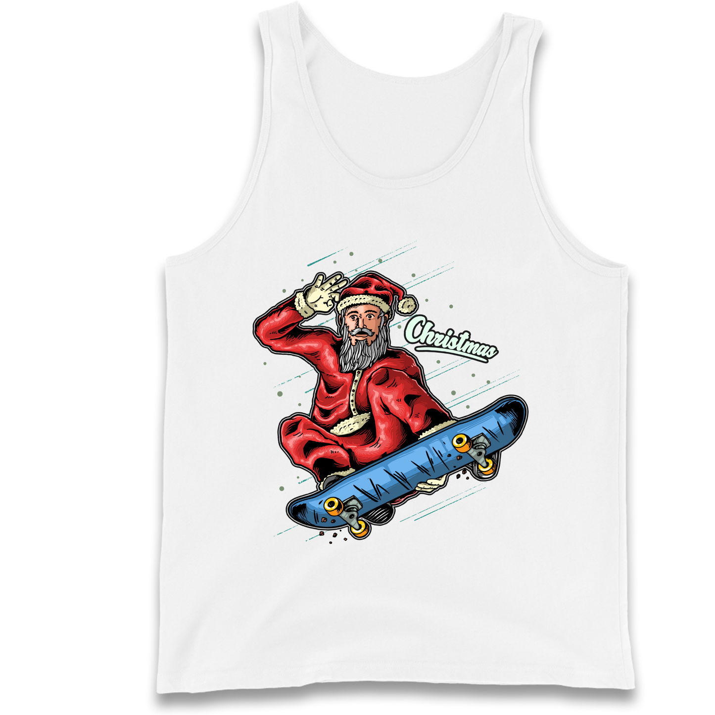 Santa Skateboarding Christmas Tank Top