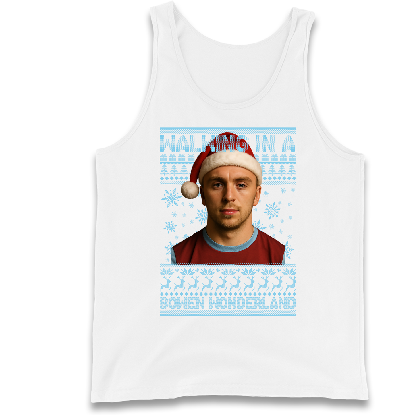 Jared Bowen walking in a Bowen Wonderland Christmas Tank Top