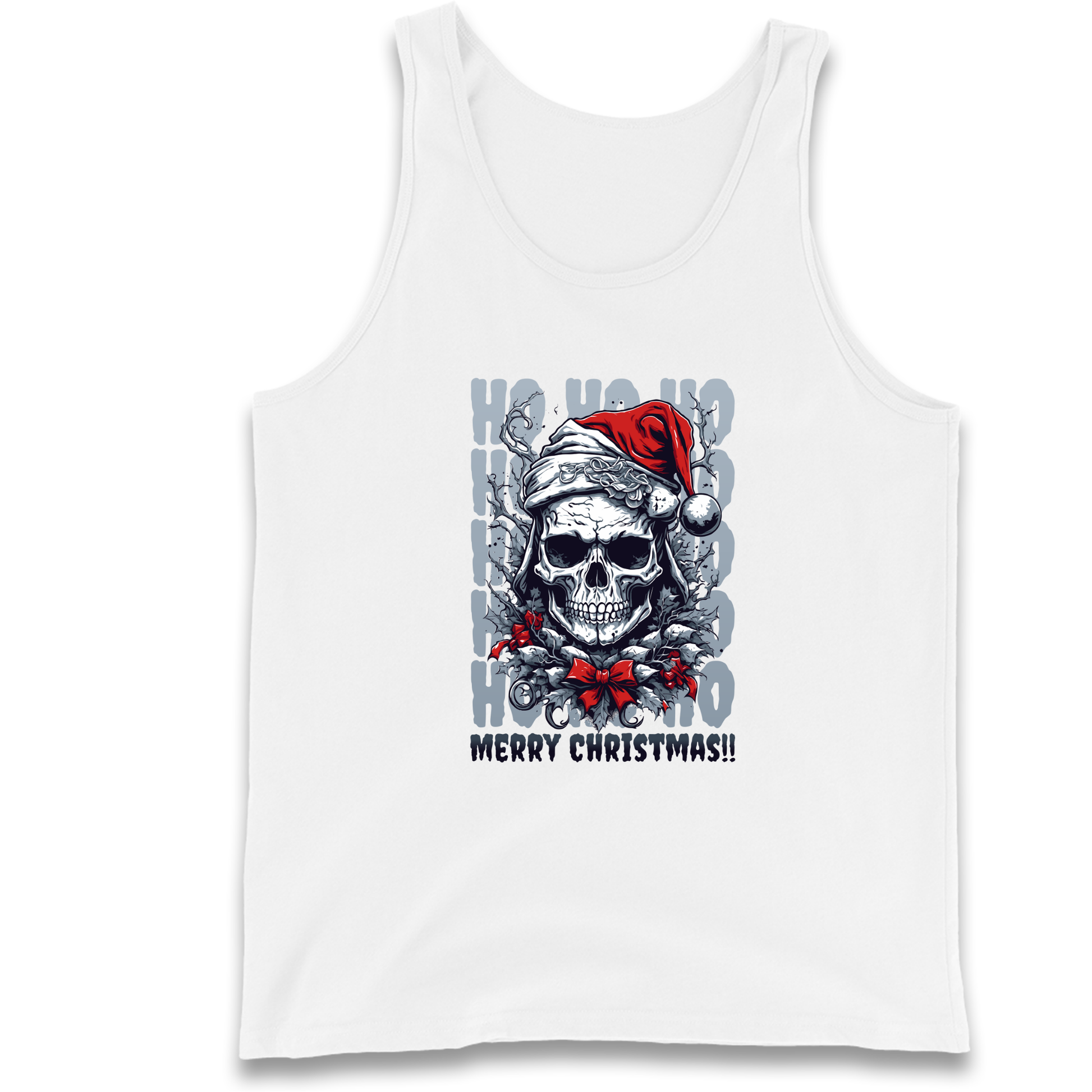 HO HO HO Santa Skelington Christmas Tank Top