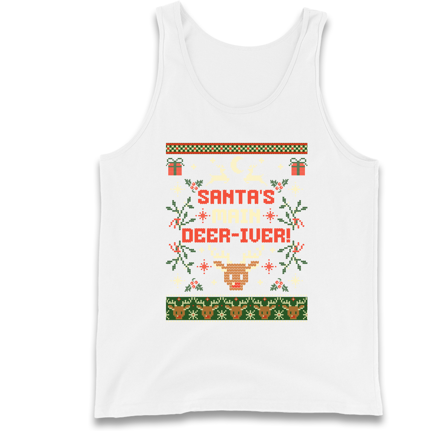 Santas Main Deer iver Christmas Tank Top
