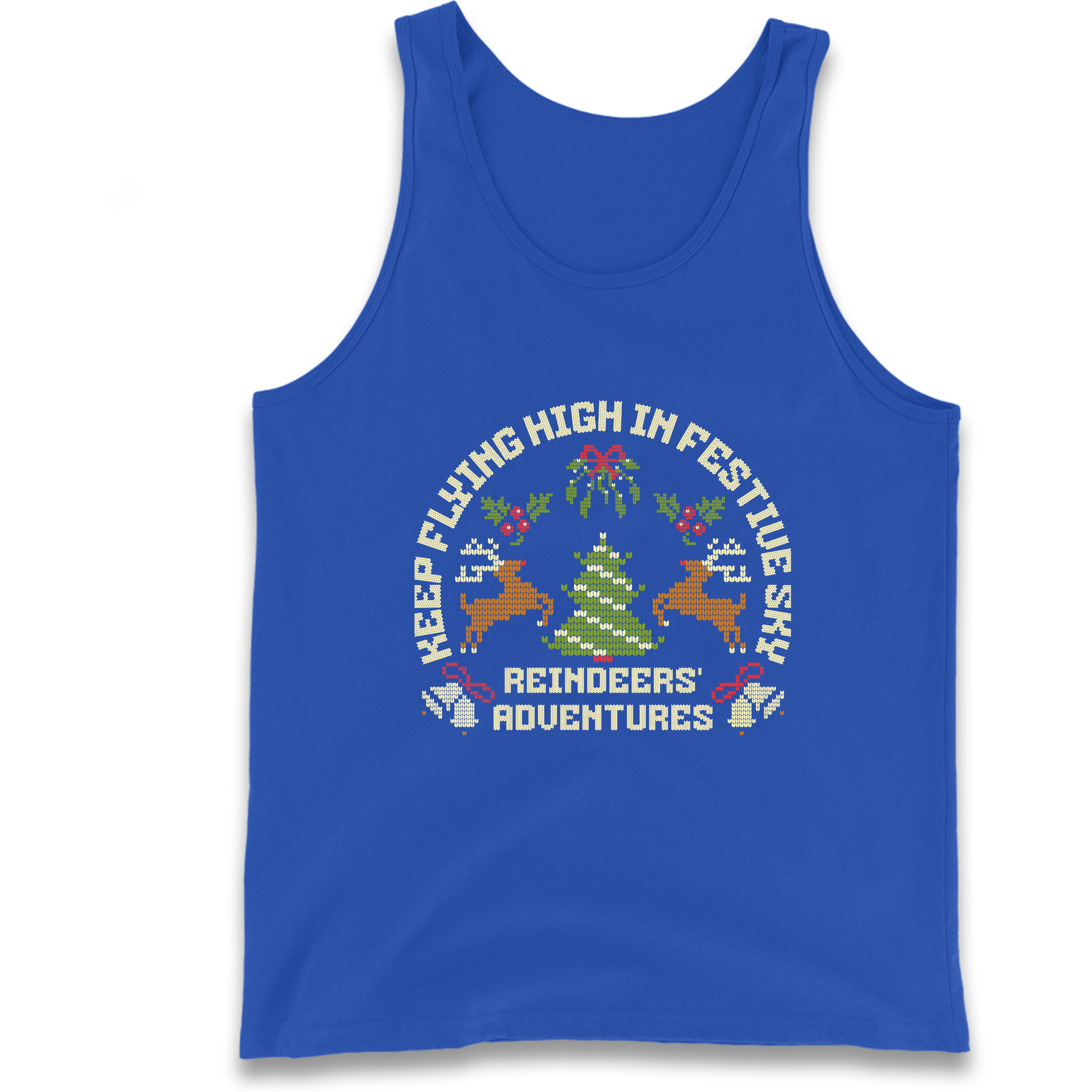 Keep Flying High In Festive Sky Christmas Tank Top