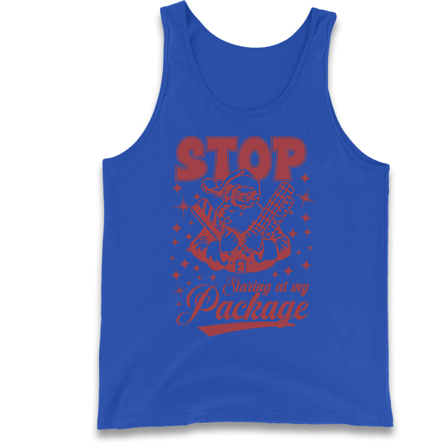Stop Staring at My Package Christmas Tank Top