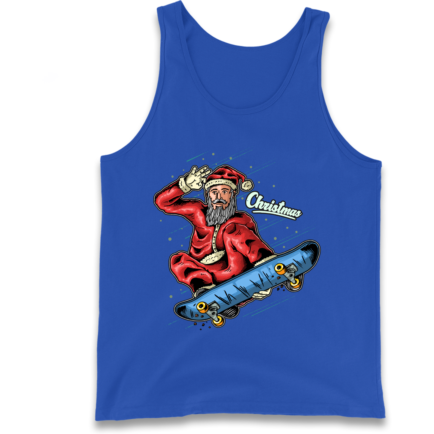 Santa Skateboarding Christmas Tank Top