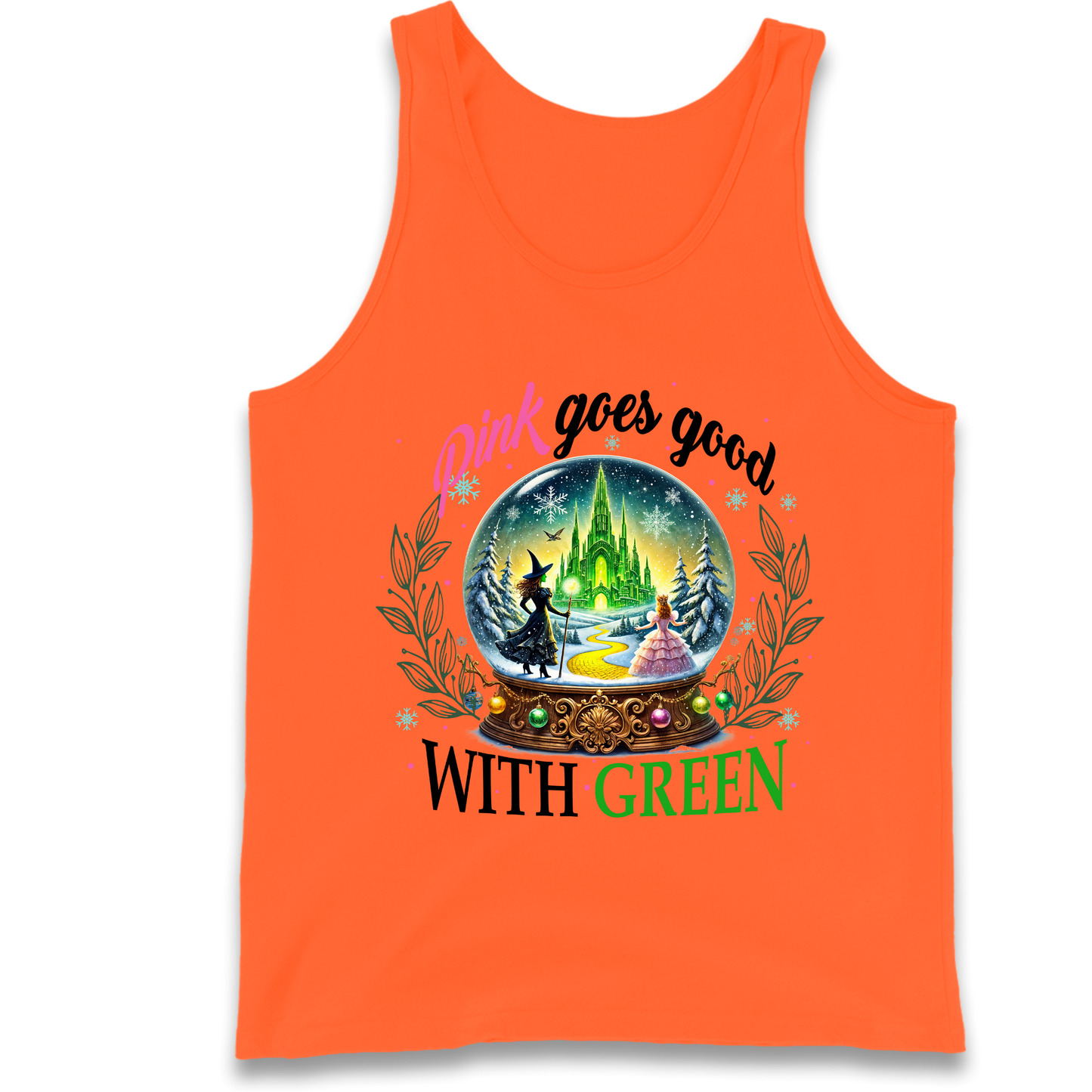 Wicked Pink Goes Good With Green Tank Top 