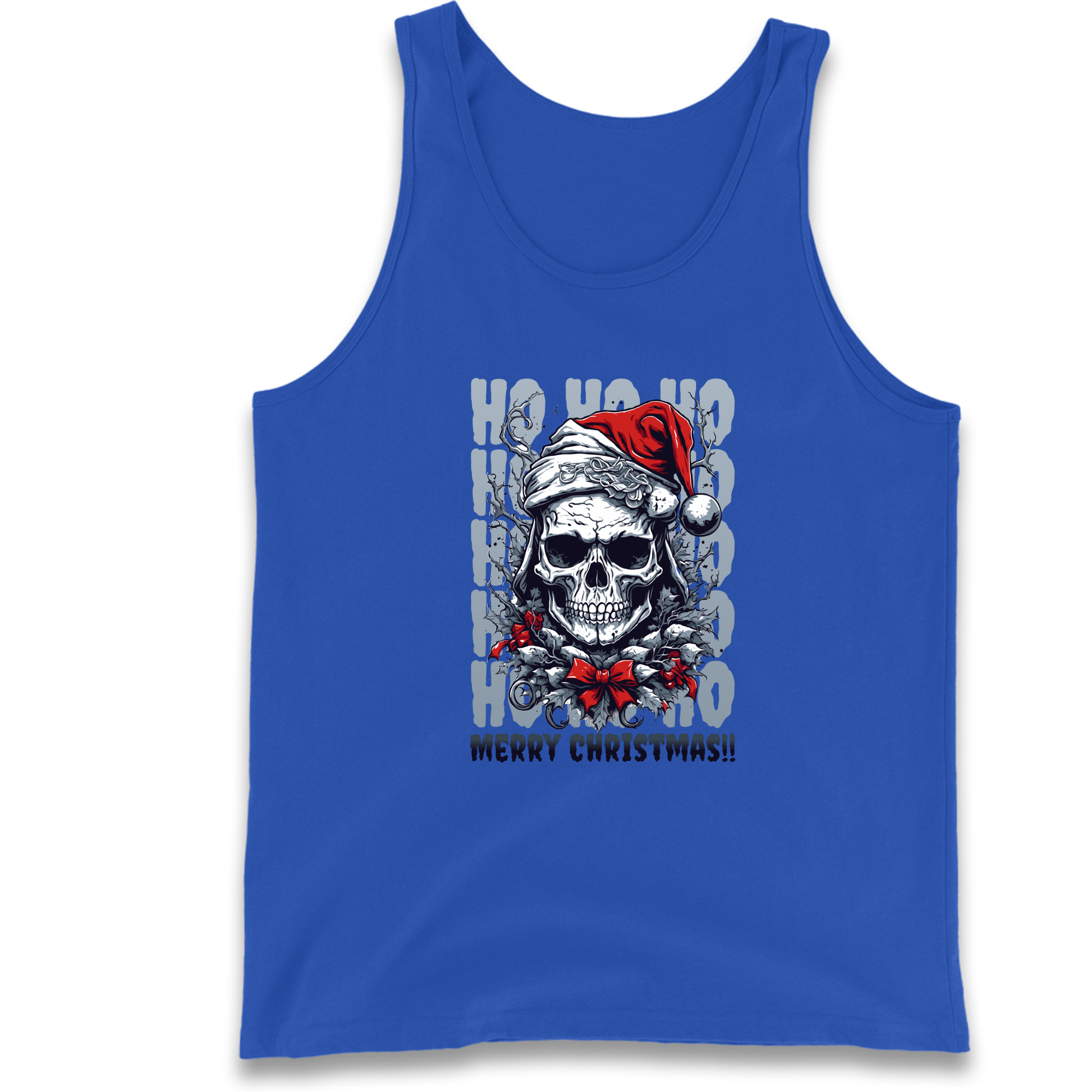 HO HO HO Santa Skelington Christmas Tank Top