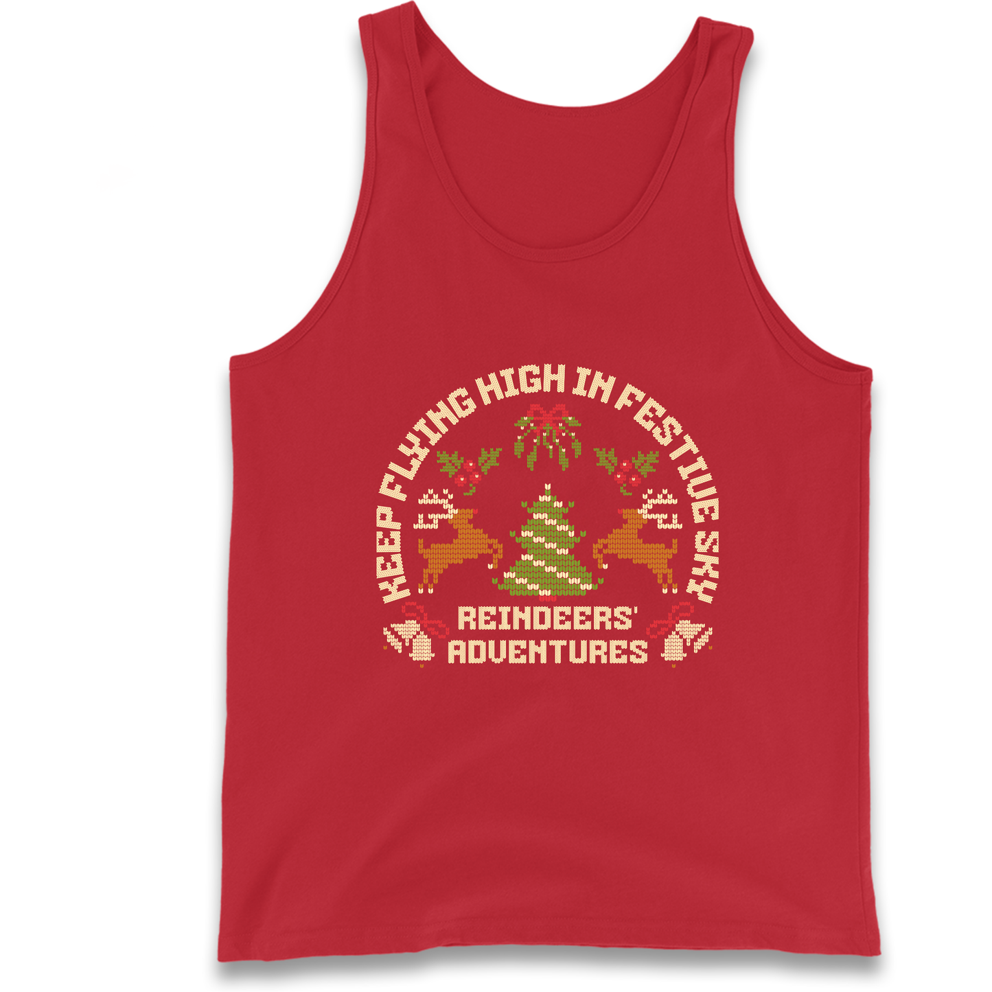 Keep Flying High In Festive Sky Christmas Tank Top