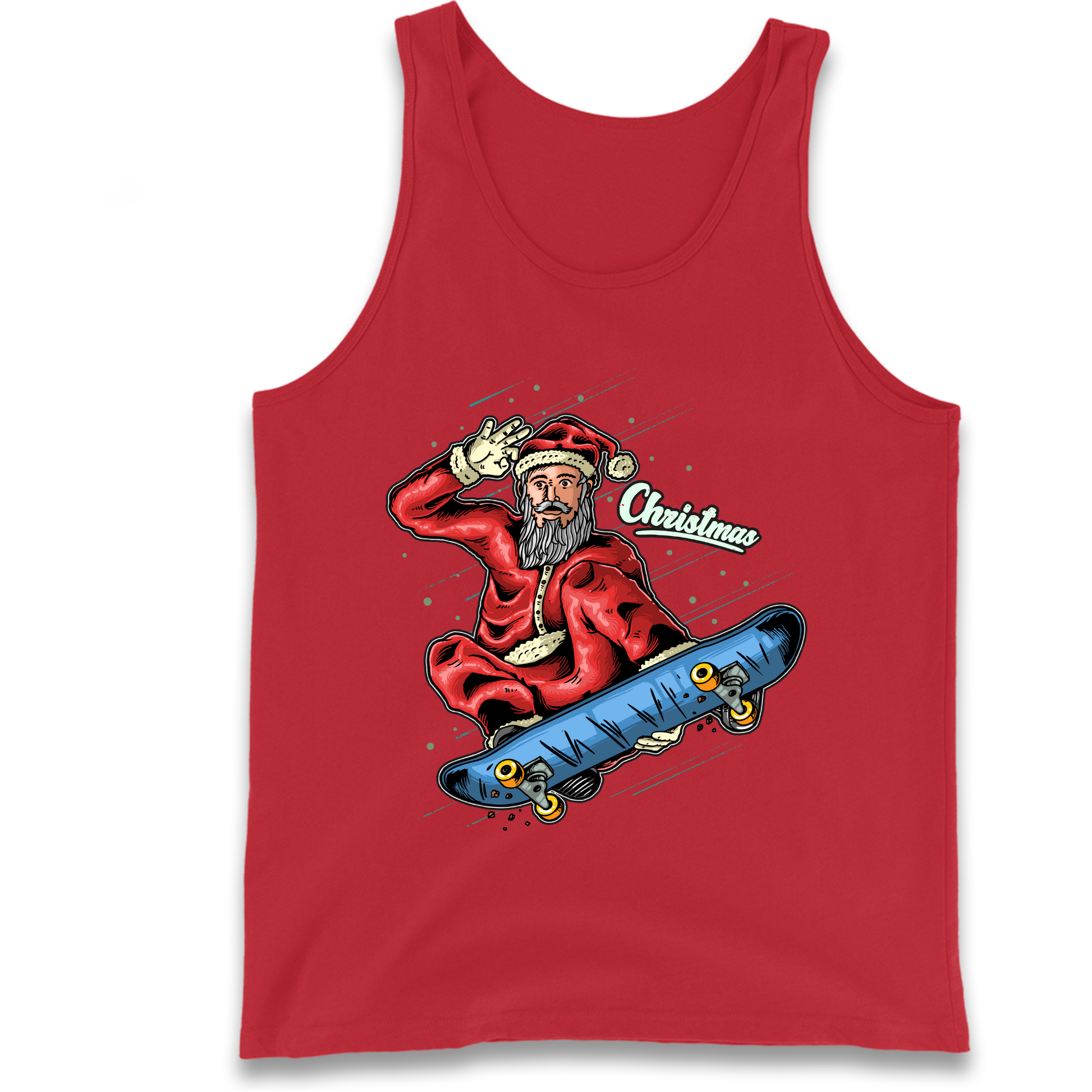 Santa Skateboarding Christmas Tank Top