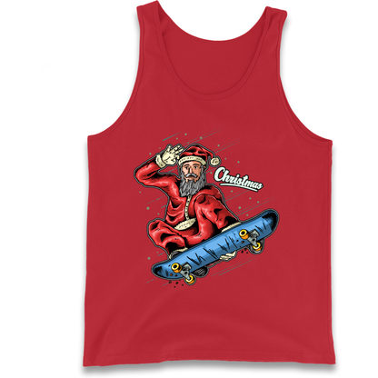 Santa Skateboarding Christmas Tank Top