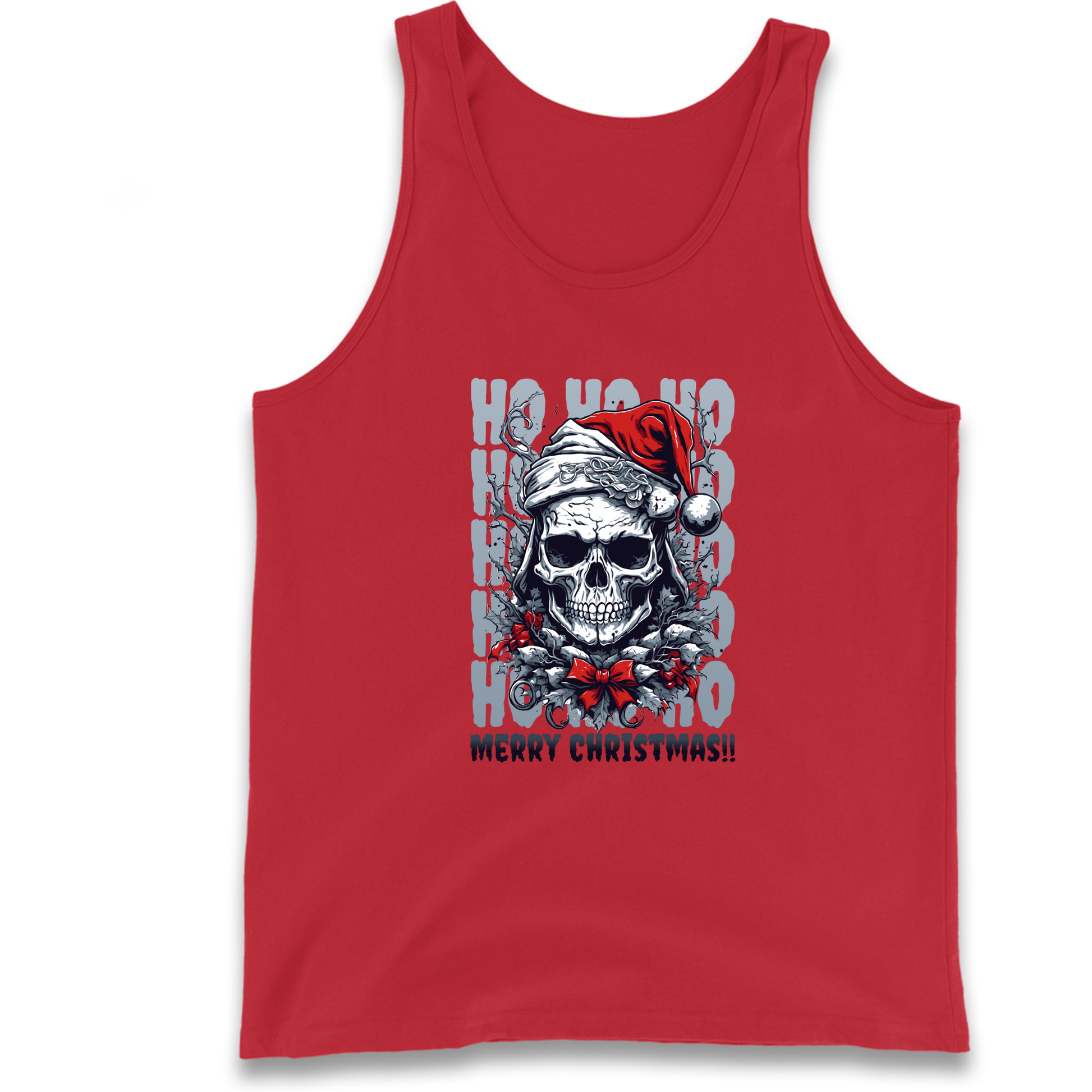 HO HO HO Santa Skelington Christmas Tank Top