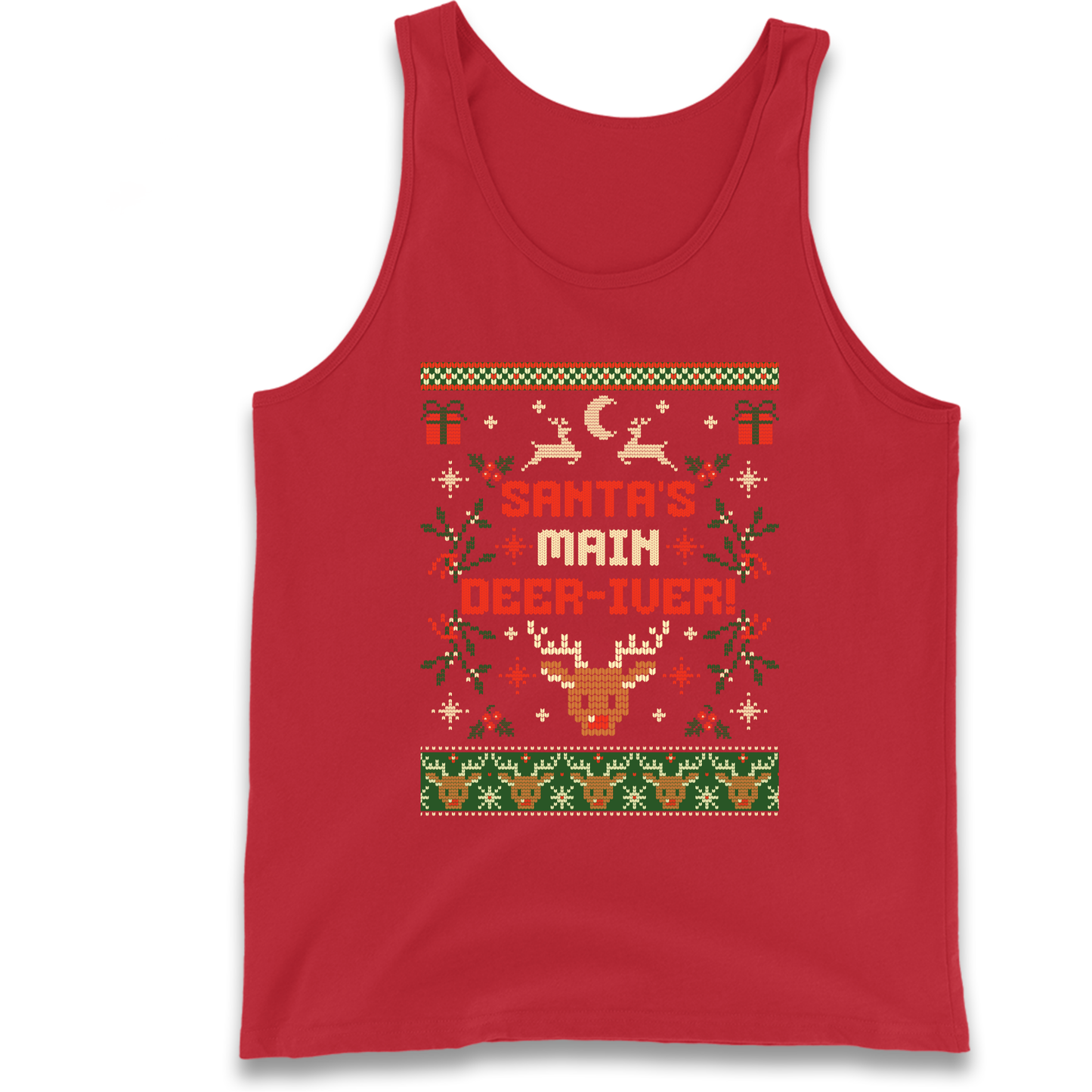 Santas Main Deer iver Christmas Tank Top