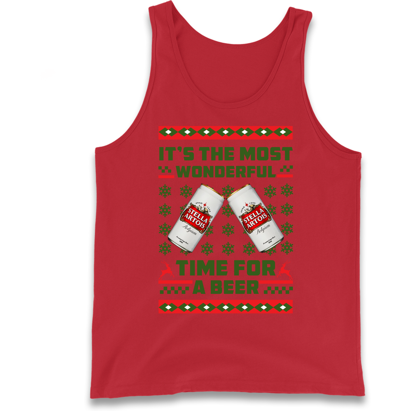 Its The Most Wonderful Time for A Beer Stella Christmas Tank Top
