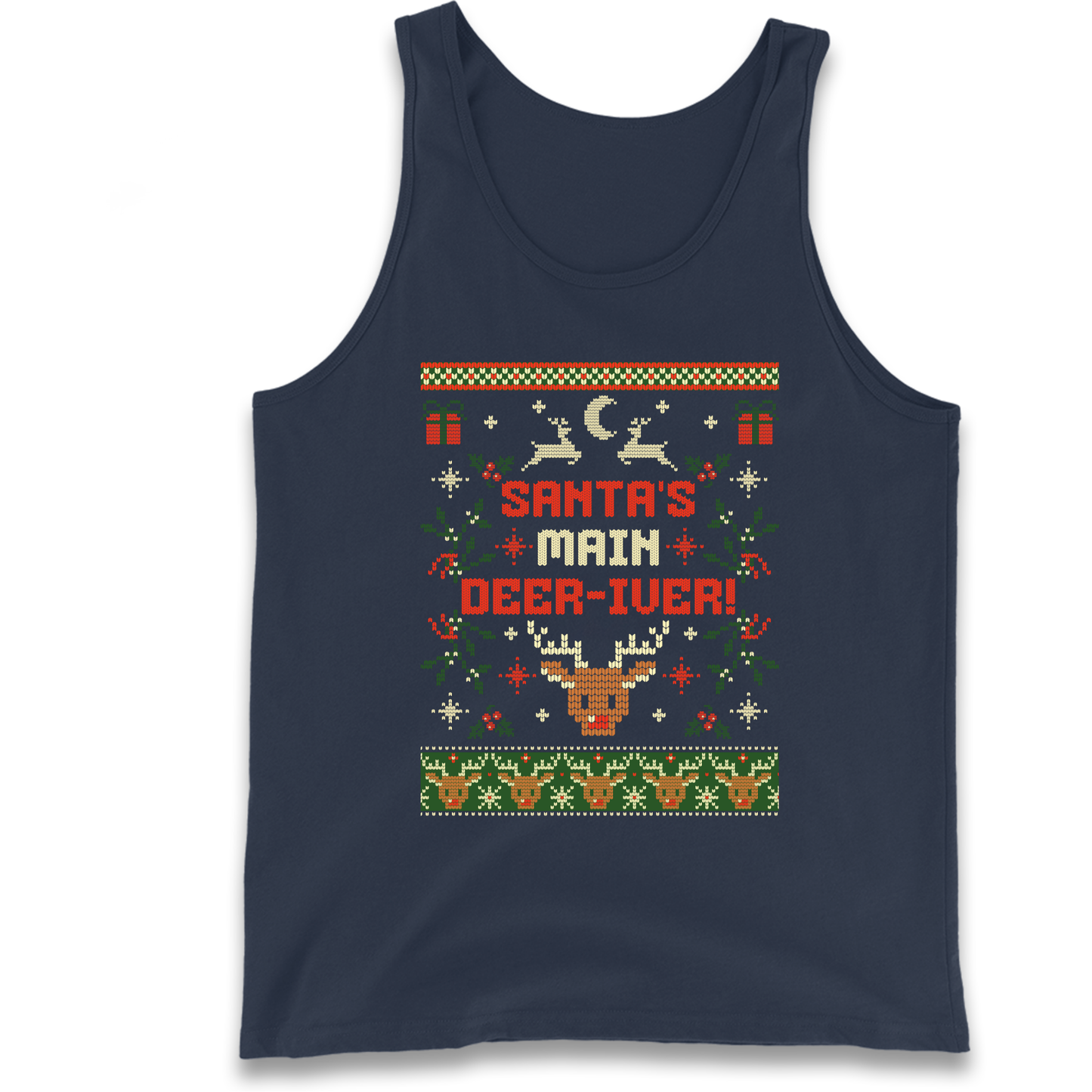 Santas Main Deer iver Christmas Tank Top