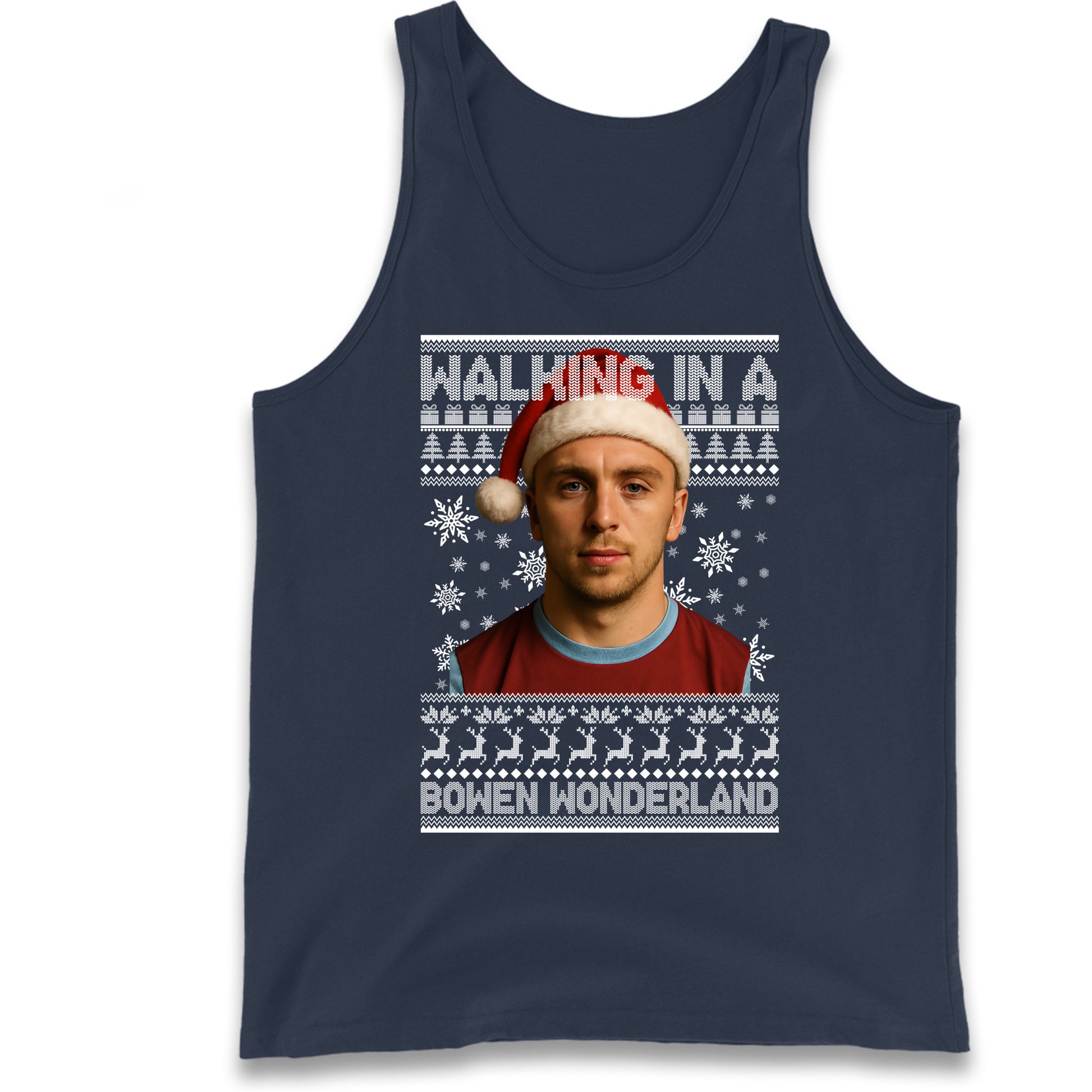 Jared Bowen walking in a Bowen Wonderland Christmas Tank Top