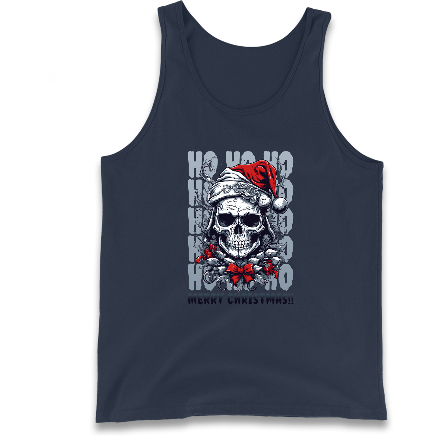 HO HO HO Santa Skelington Christmas Tank Top