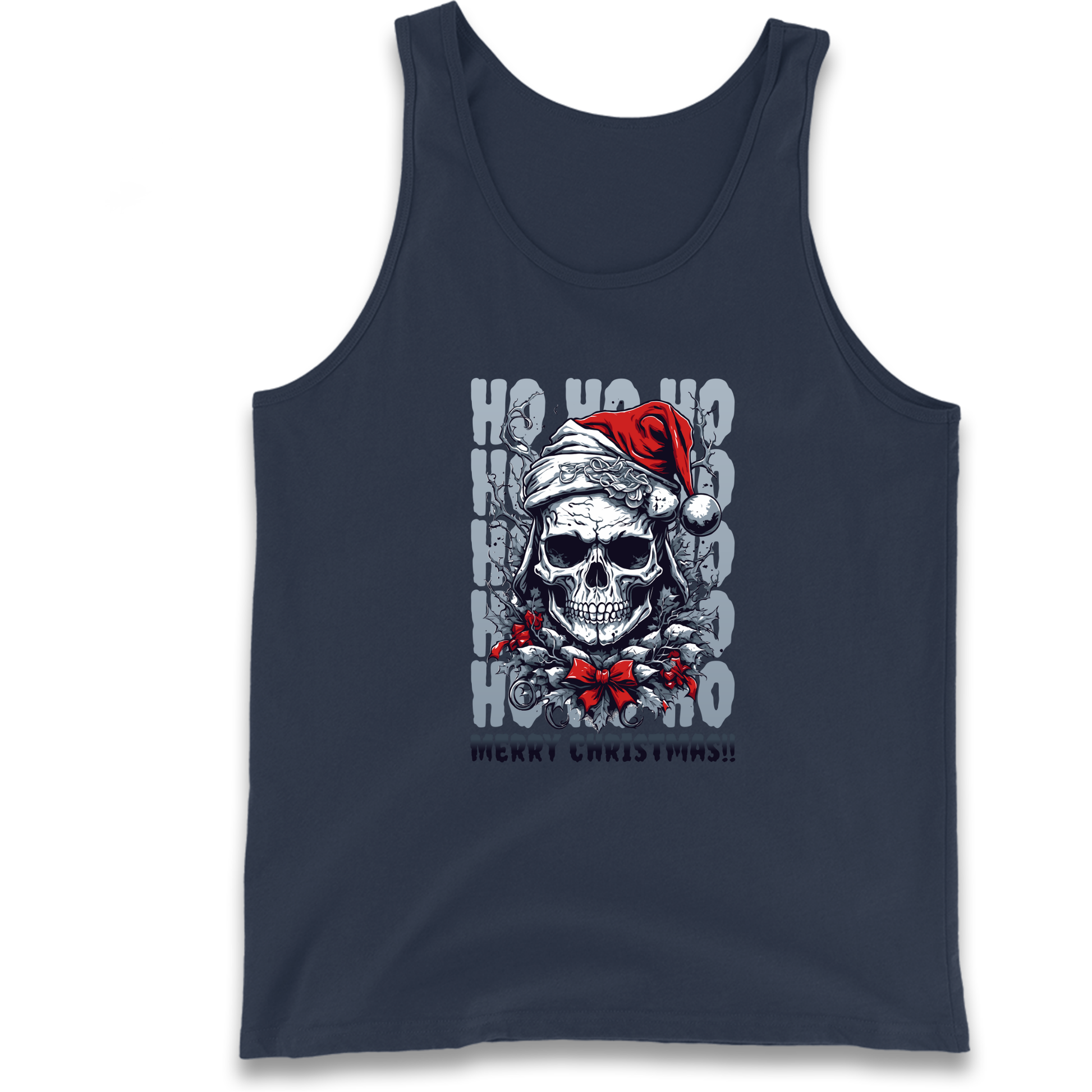 HO HO HO Santa Skelington Christmas Tank Top