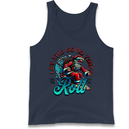 Santa Surfing Let The Good Times Roll Christmas Tank Top