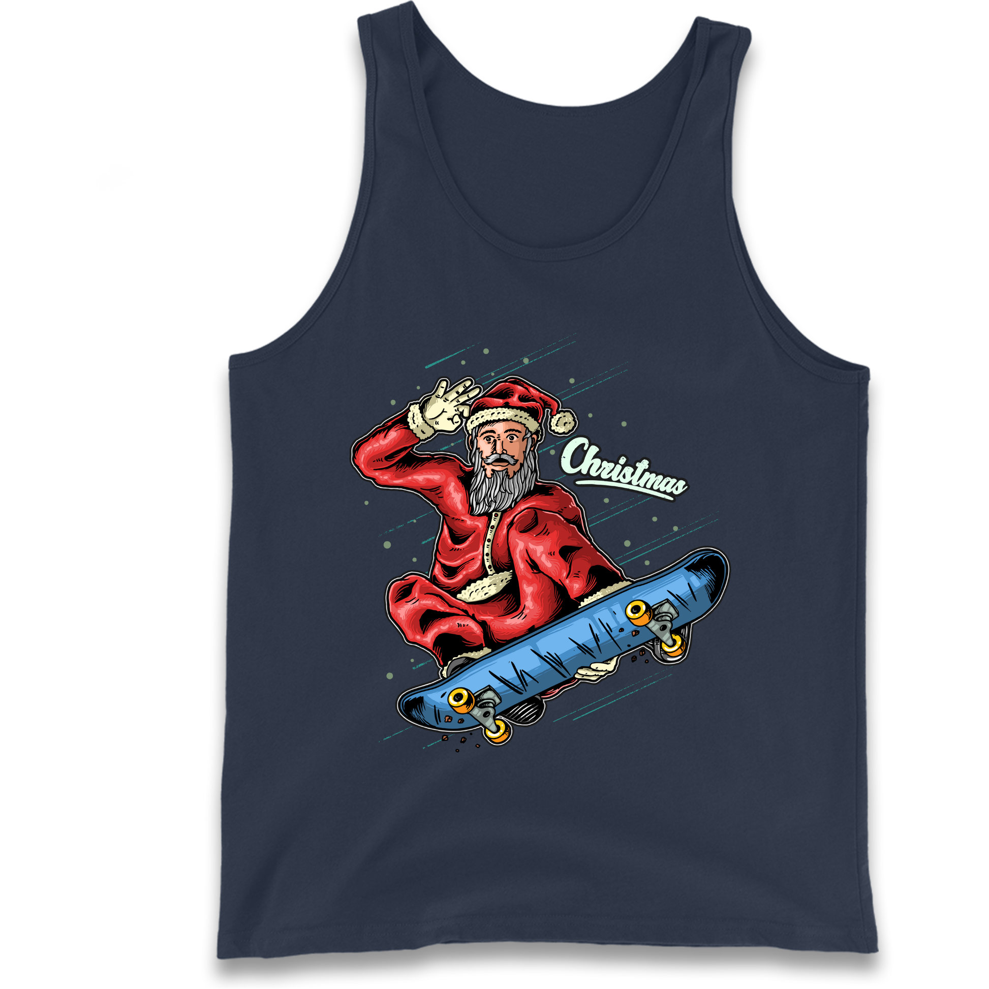 Santa Skateboarding Christmas Tank Top