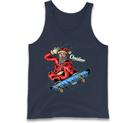 Santa Skateboarding Christmas Tank Top