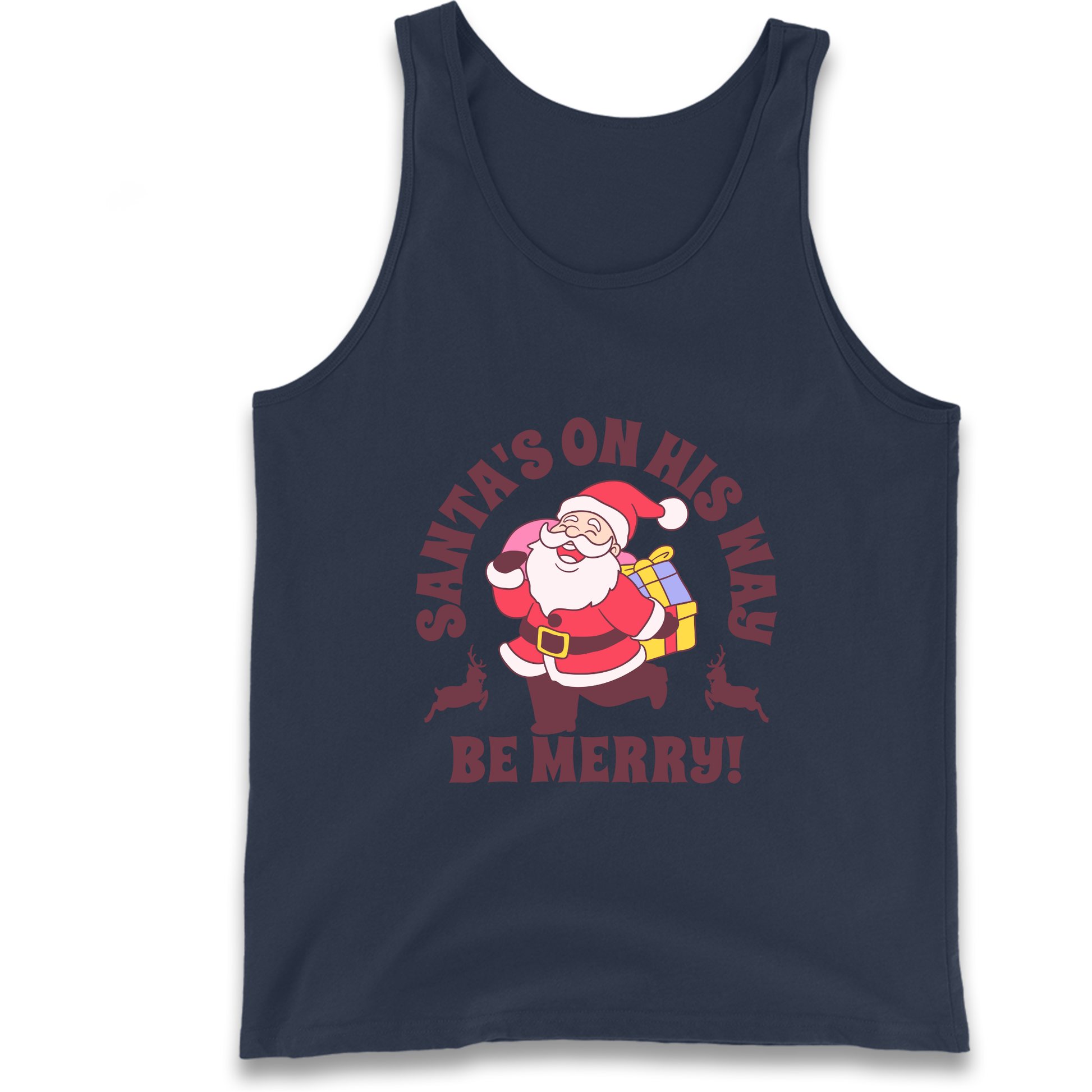 Santa's On His Way Christmas Tank Top
