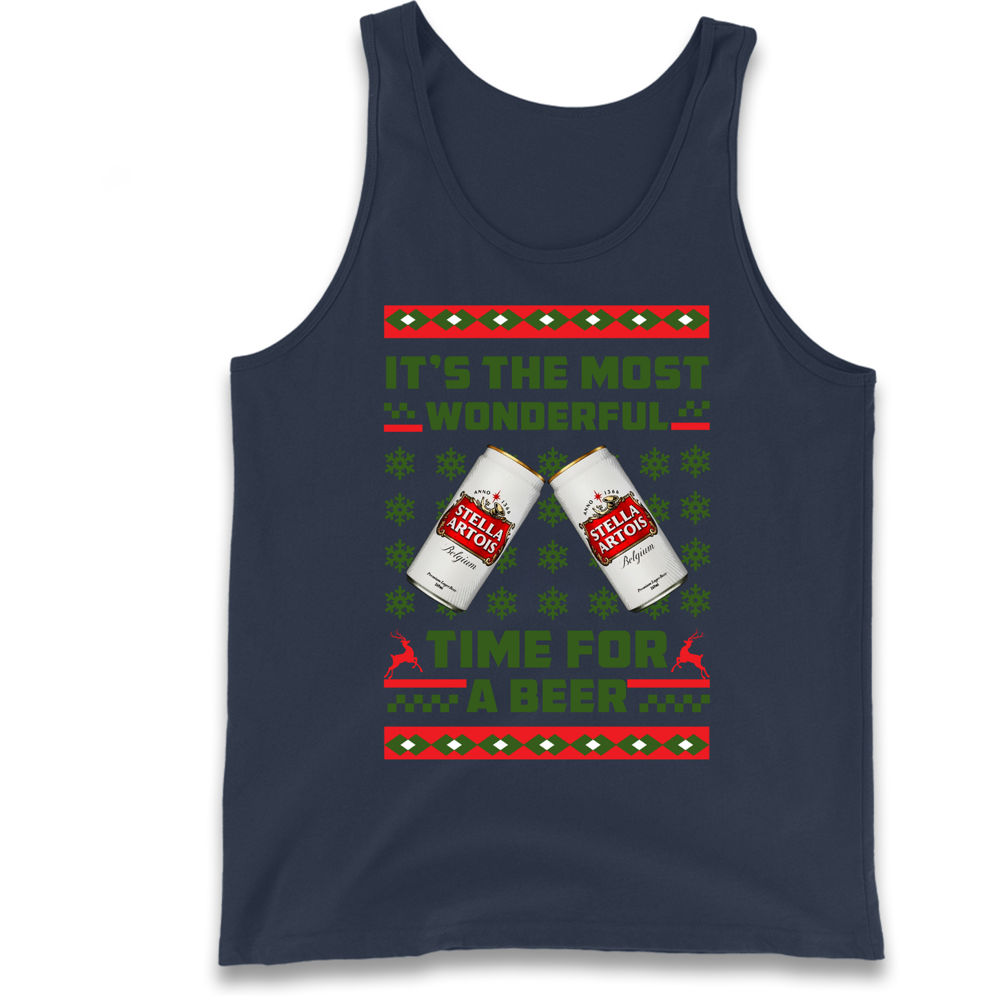 Its The Most Wonderful Time for A Beer Stella Christmas Tank Top