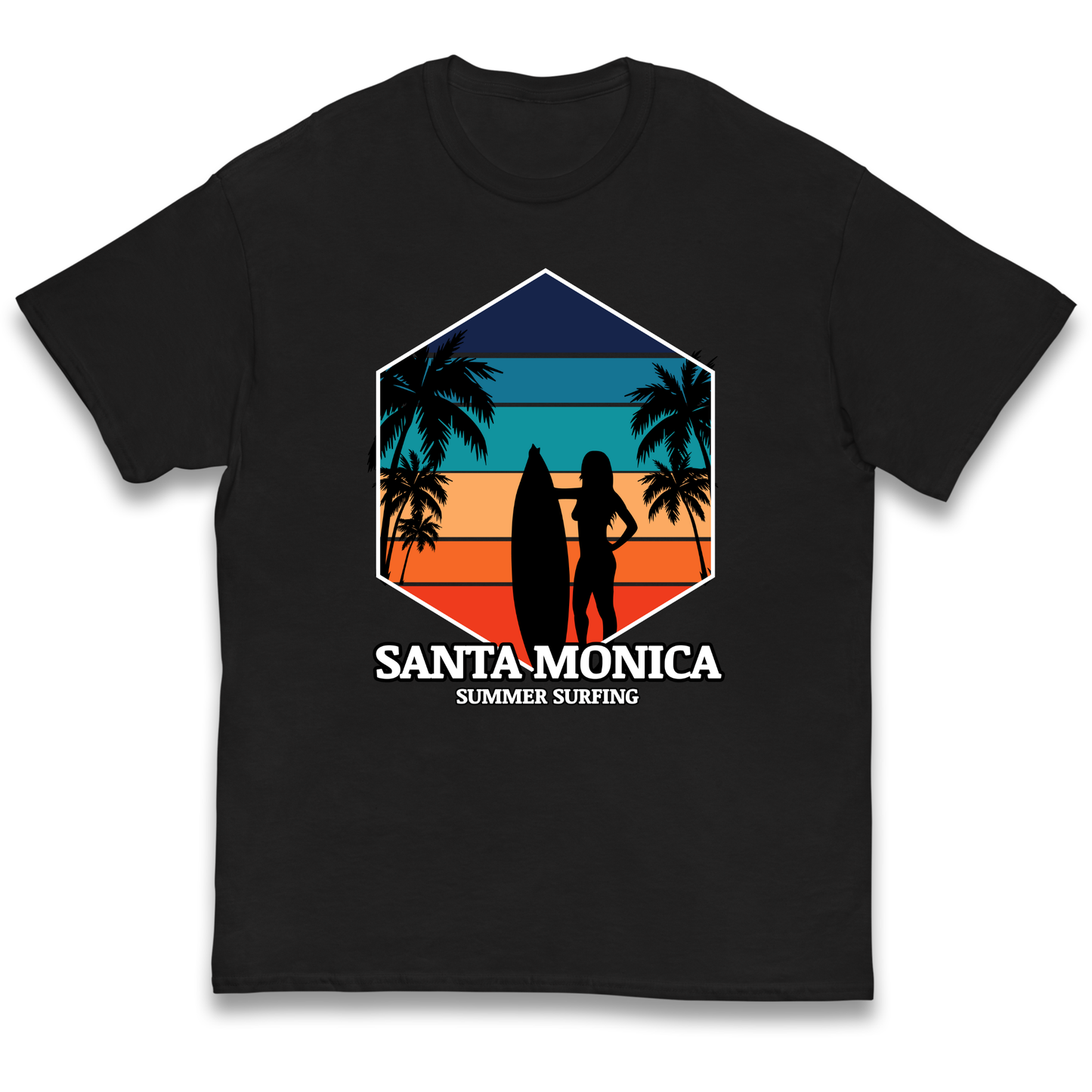 Santa Monica Summer Surfing kids t shirt