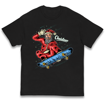 Santa Skateboarding Christmas kids t shirt