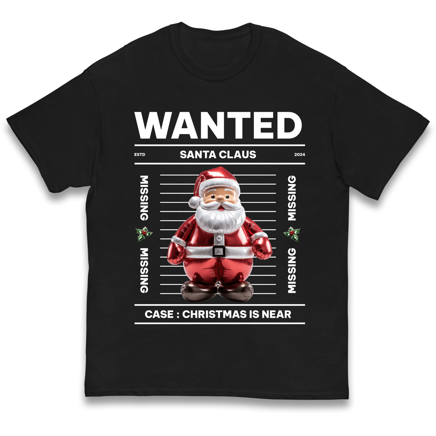 Wanted Santa Claus Christmas kids t shirt