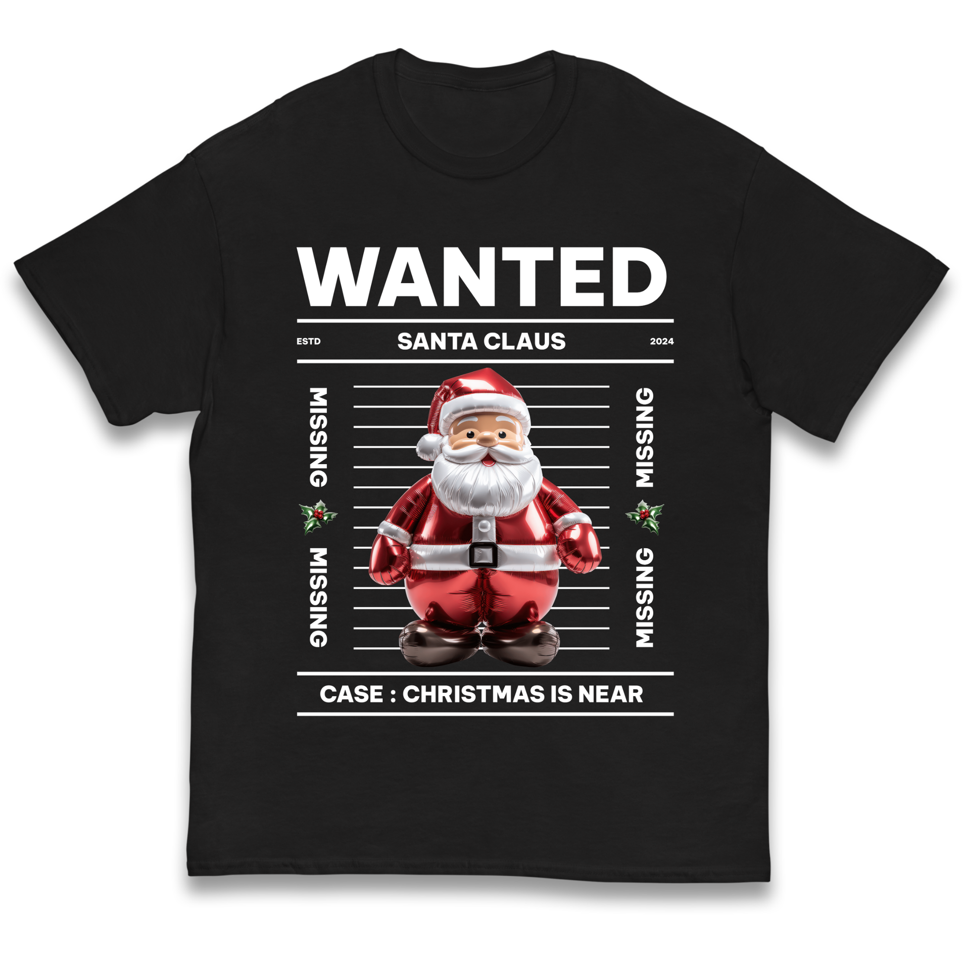 Wanted Santa Claus Christmas kids t shirt