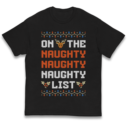 On The Naughty Naughty Naughty List Christmas kids t shirt