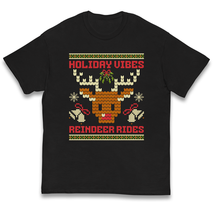 Holiday Vibes Reindeer Rides Christmas kids t shirt
