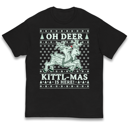 Oh Deer Kittl Mas Is Here Christmas kids t shirt