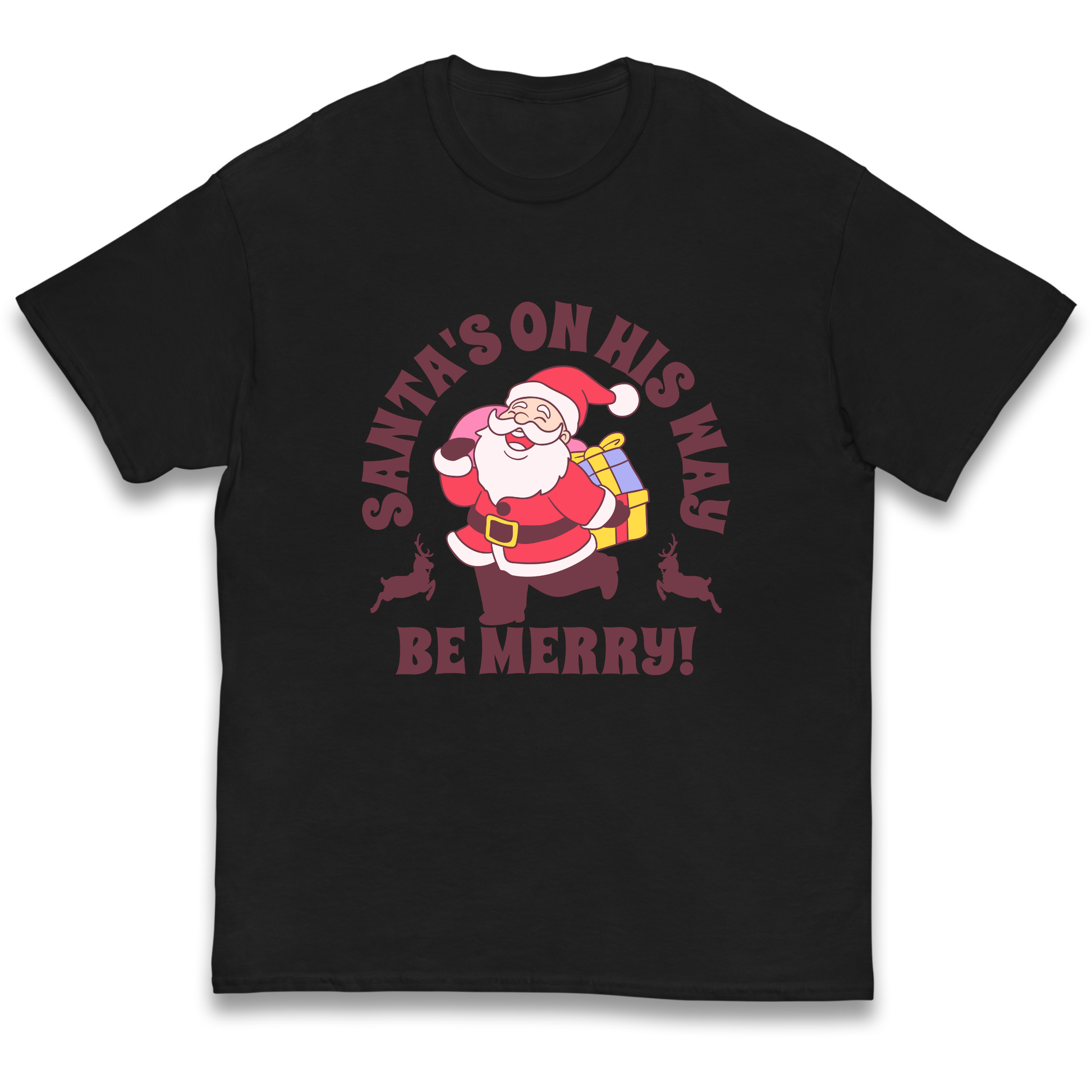 Santa's On His Way Christmas kids t shirt
