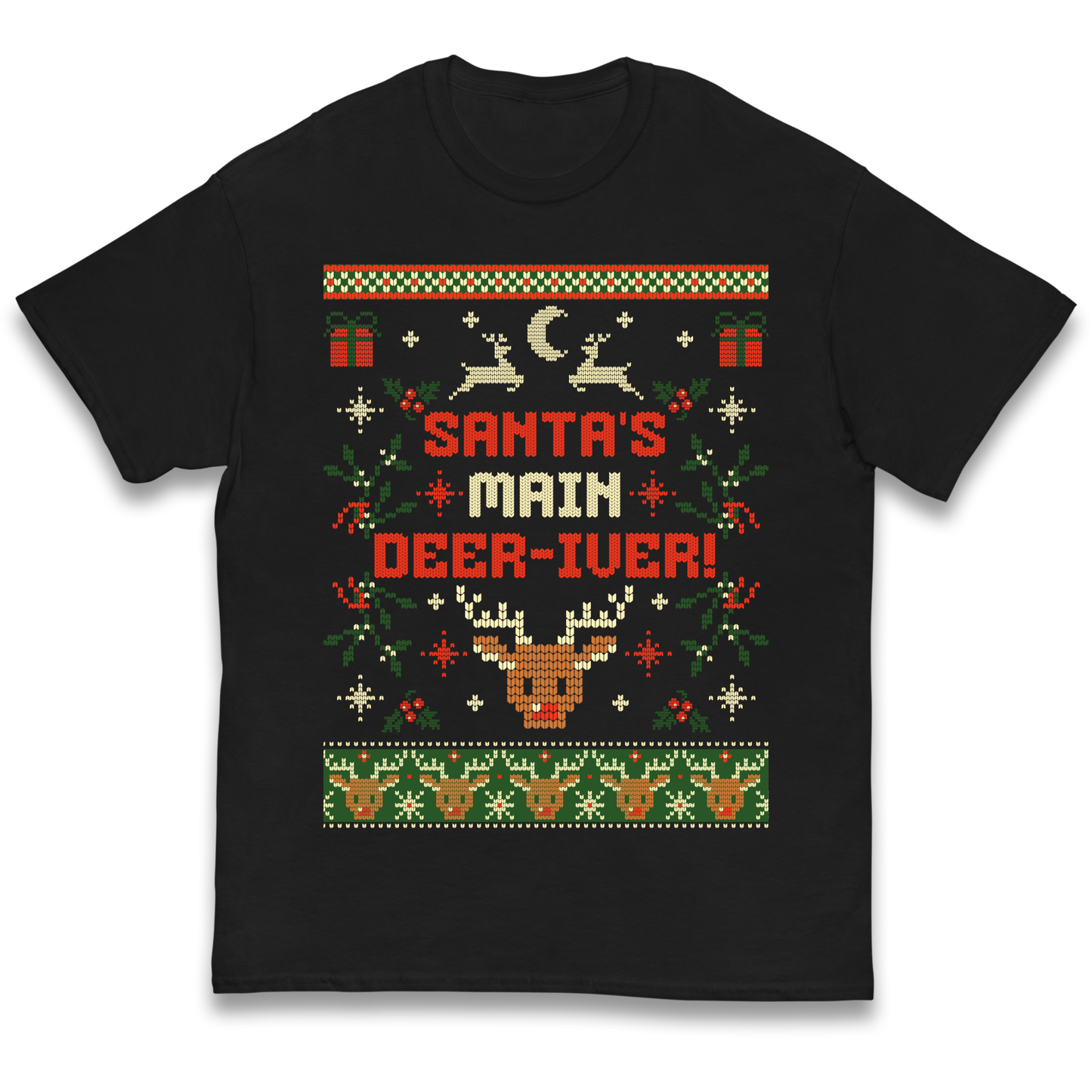Santas Main Deer iver Christmas kids t shirt